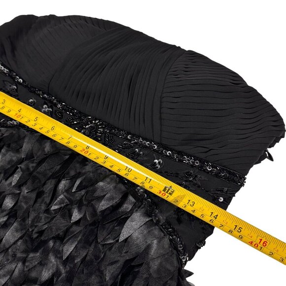 Sue Wong Cocktail Mini Dress Sz.8 Black Beaded Strapless Formal Event Glam - Picture 9 of 16
